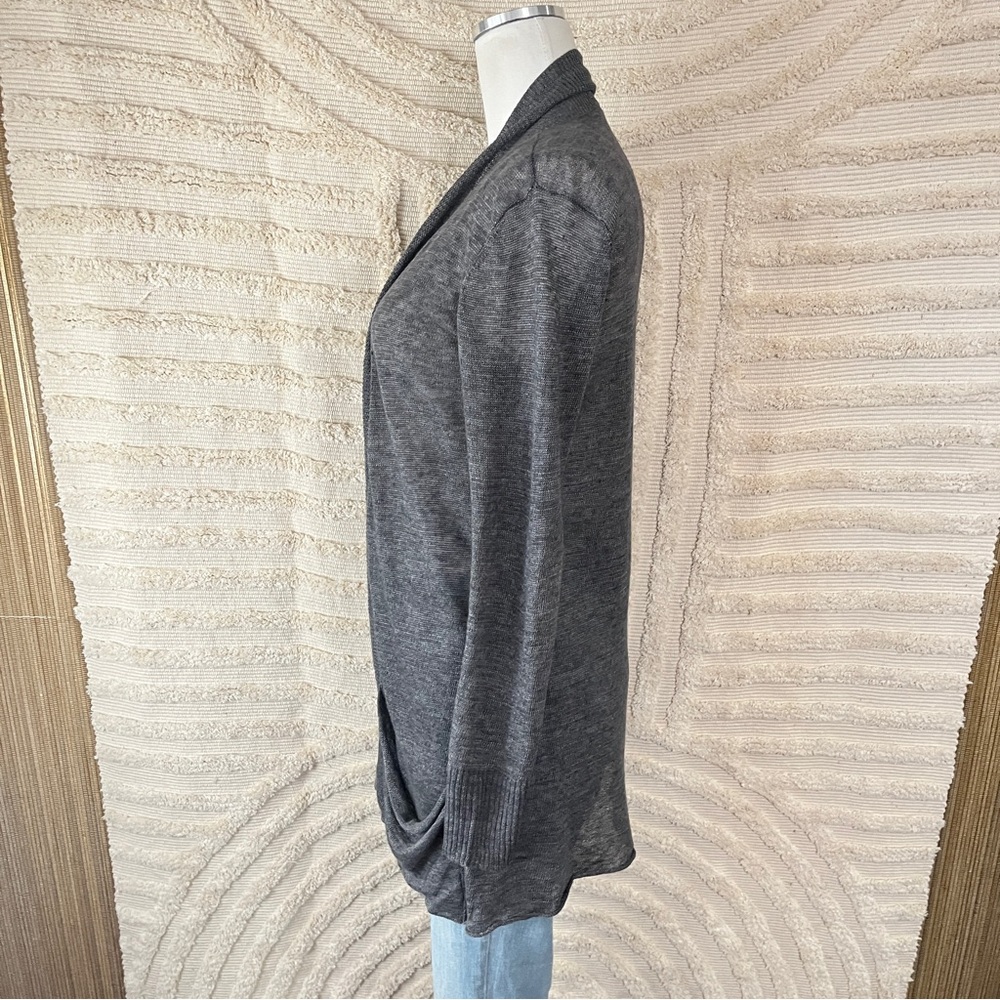Eileen Fisher Gray Open Front Linen Cardigan - Picture 4 of 8